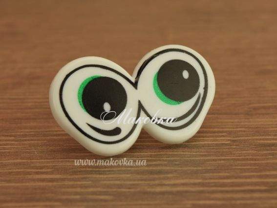 Глаза для игрушек мультяшные БОЛЬШИЕ с зеленым 47х28 мм,  совмещенные Глаза для игрушек мультяшные БОЛЬШИЕ с зеленым 47х28 мм,  совмещенные