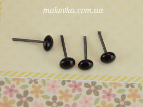 Гвоздики, ЧОРНІ Очі для іграшок розмір 5х5х11мм, скло, 1 пара