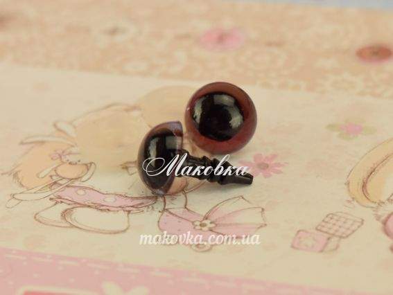 Очі круглі 10 мм, на ніжці, коричневі з чорним, 1 пара Очі круглі 10 мм, на ніжці, коричневі з чорним, 1 пара