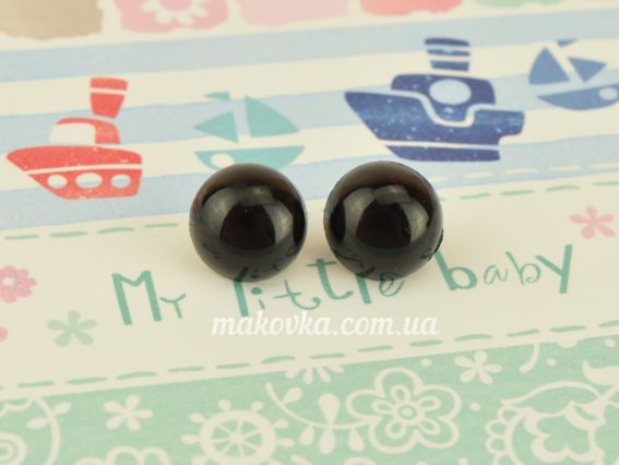 Очки для іграшок гудзики, круглі 10мм чорні, пластик. 1 пара
