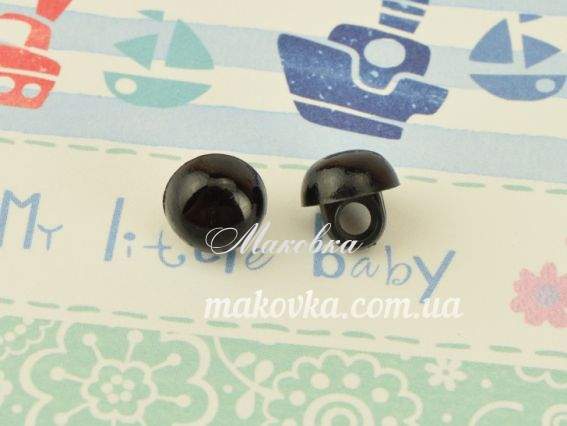 Глаза - пуговицы, круглые, 9 мм черные, пластик. 1 пара Глаза - пуговицы, круглые, 9 мм черные, пластик. 1 пара