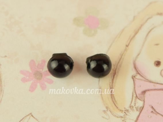 Очки для іграшок гудзики, круглі 6мм чорні, пластик. 1 пара