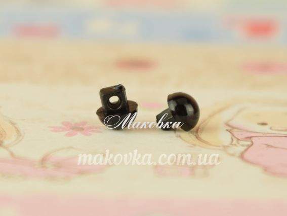 Очі - гудзики, круглі, 6 мм чорні, пластик. 1 пара Очі - гудзики, круглі, 6 мм чорні, пластик. 1 пара