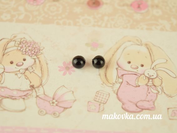 Очки для іграшок гудзики, круглі 6мм чорні, пластик. 1 пара