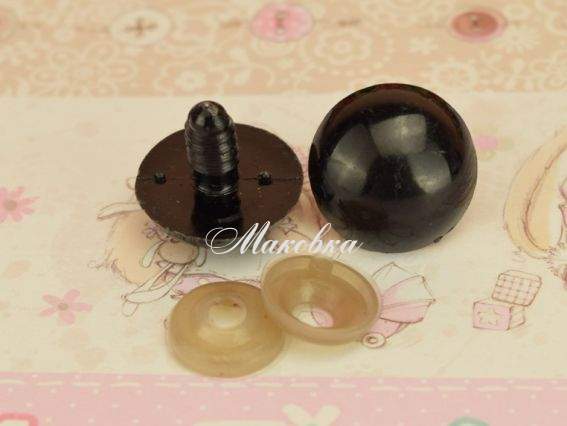 Глазки круглые 18 мм на ножке, черные, 1 пара