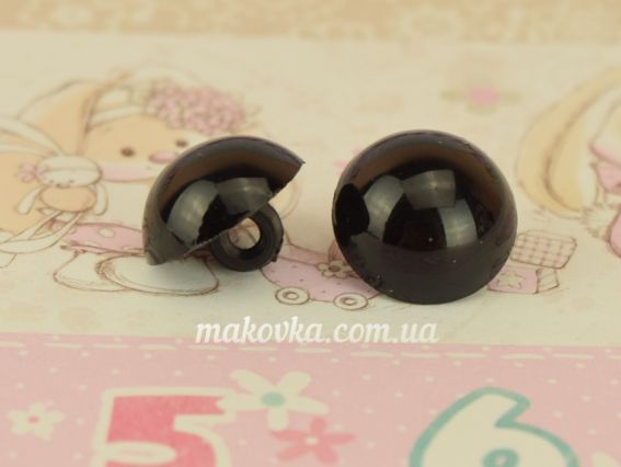 Глазки для игрушек пуговицы, круглые 15мм черные, пластик. 1 пара