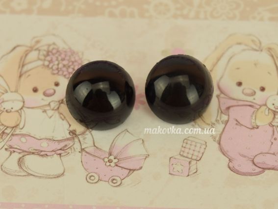 Глазки для игрушек пуговицы, круглые 15мм черные, пластик. 1 пара