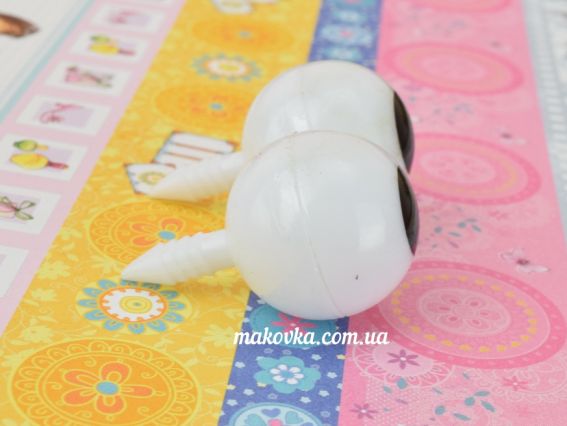 41-002-50*25 Очі об'емні Дві Кульки 50*25мм намальовані, ножка винт 1 пара 