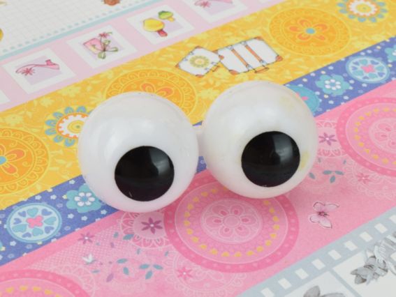 41-002-50*25 Очі об'емні Дві Кульки 50*25мм намальовані, ножка винт 1 пара 