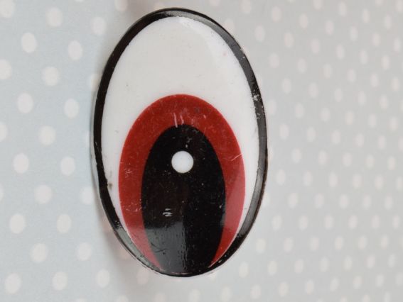 11-016-31*46 Очі овальні великі 31х46 мм намальовані білі з коричнево-чорним, ножка винт 1 пара 