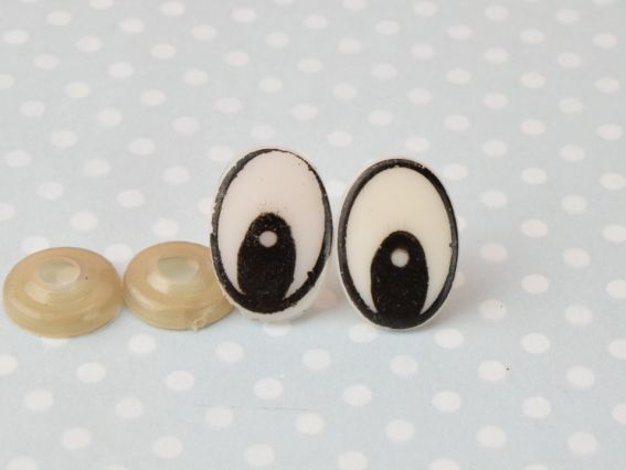 Очі овальні маленькі 14*20 мм , білі з чорним, ніжка винт, 1 пара 11-027-14*20 Очі овальні маленькі 14*20 мм , білі з чорним, ніжка винт, 1 пара 11-027-14*20