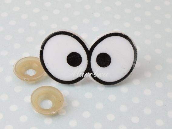 Очі овальні Подвійні 40*22 мм , білі з чорним, ніжка винт, 1 пара 11-005-40*22 Очі овальні Подвійні 40*22 мм , білі з чорним, ніжка винт, 1 пара 11-005-40*22