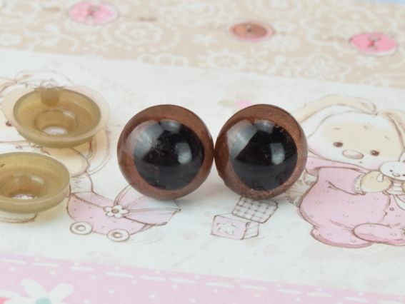 Коричневые глазки круглые , с ножкой, диаметр 12 мм, 5 пар