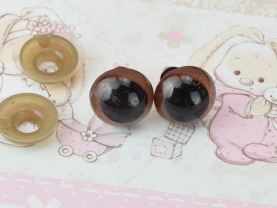 Коричневые глазки круглые , с ножкой, диаметр 12 мм, 5 пар