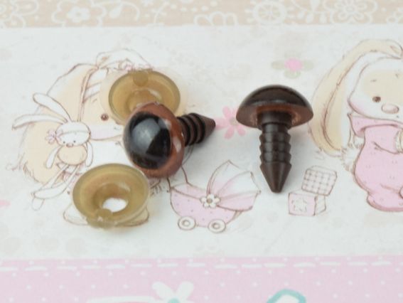 Коричневые глазки круглые , с ножкой, диаметр 12 мм, 5 пар