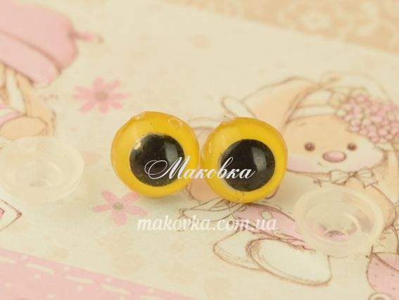 Очки круглі 10 мм, на ніжці, ЖОВТІ з чорним 1 пара Очки круглі 10 мм, на ніжці, ЖОВТІ з чорним 1 пара