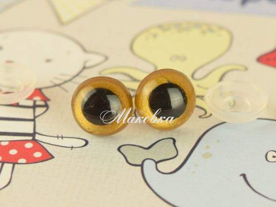 Очки круглі 10 мм, на ніжці, ЗОЛОТИСТІ з чорним 1 пара Очки круглі 10 мм, на ніжці, ЗОЛОТИСТІ з чорним 1 пара