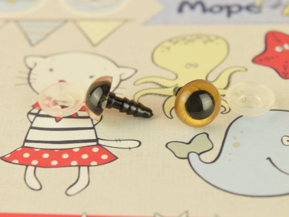 ЗОЛОТИСТІ очі круглі 10 мм, на ніжці,, 1 пара