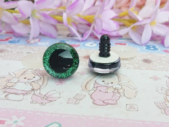 Глаза кукольные большие Блестящие ЗЕЛЕНЫЕ люкс, на безопасном креплении д=20 мм 1 пара