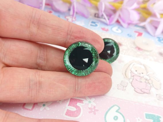 Очі лялькові великі Блискучі СИНІ люкс, на безпечному кріпленні д=20 мм 1 пара