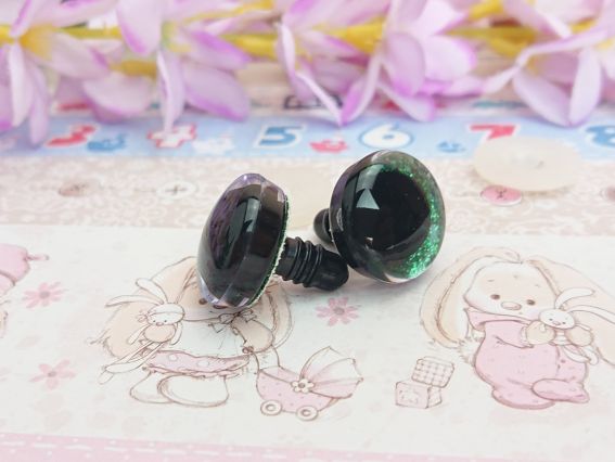 Глаза кукольные большие Блестящие ЗЕЛЕНЫЕ люкс, на безопасном креплении д=20 мм 1 пара