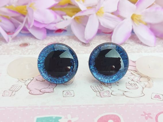 Глаза для игрушек Блестящие СИНИЕ люкс, д=20 мм 1 пара