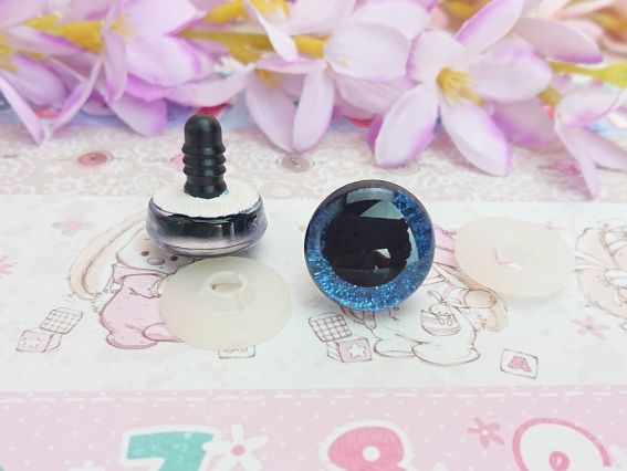 Очі лялькові великі Блискучі СИНІ люкс, на безпечному кріпленні д=20 мм 1 пара