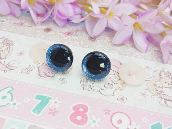 Очі лялькові великі Блискучі СИНІ люкс, на безпечному кріпленні д=20 мм 1 пара