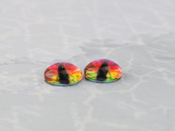 Зелено-рожеві Очі для іграшки змія, дракон, круглі 10 мм, 1 пара