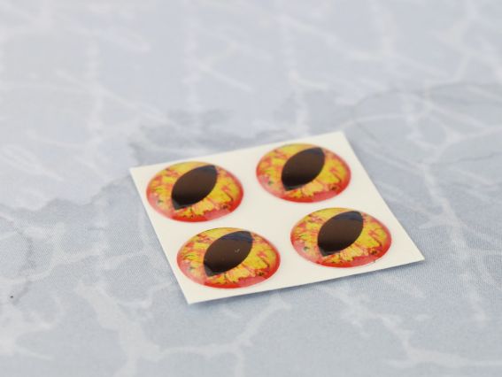 Жовто-Червоні Очі для іграшки змія, дракон, круглі 10 мм, 4 шт