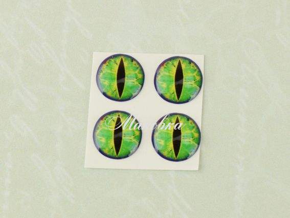 Очі дракона 10мм Зелені, самоклейні 4 шт Очі дракона 10мм Зелені, самоклейні 4 шт