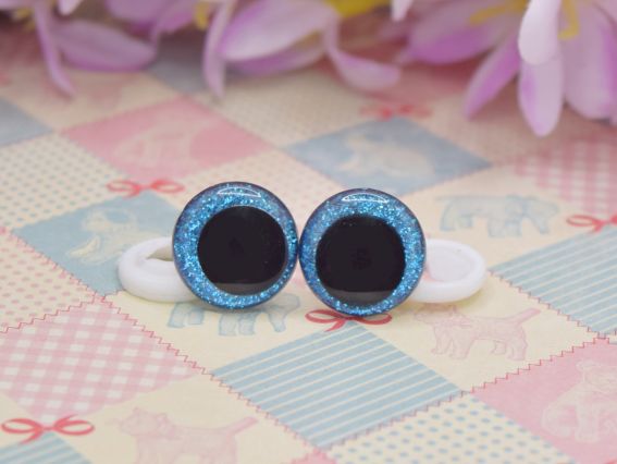 Глаза для игрушек Блестящие СИНИЕ со смещенным зрачком, д=18 мм 1 пара