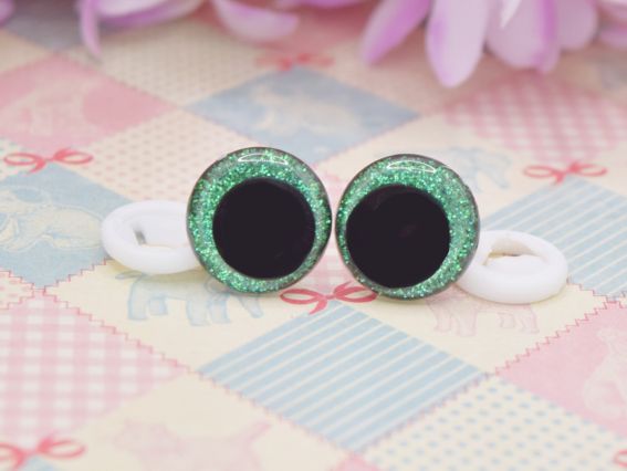 Глаза для игрушек Блестящие ЗЕЛЕНЫЕ со смещенным зрачком, д=18 мм 1 пара