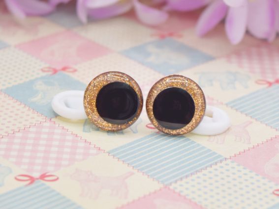 Глаза для игрушек Блестящие КОРИЧНЕВЫЕ со смещенным зрачком, д=18 мм 1 пара