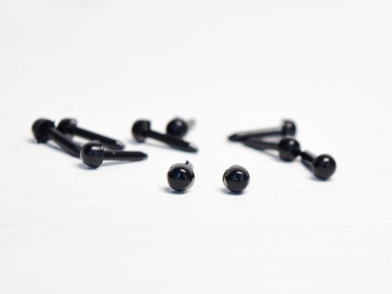 Глазки для игрушек, круглые с гладкой ножкой, диаметр 3мм, 5 пар