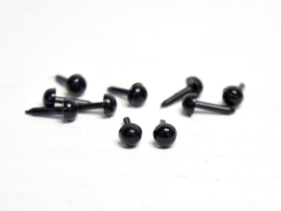 Глазки для игрушек, круглые с гладкой ножкой, диаметр 4мм, 5 пар