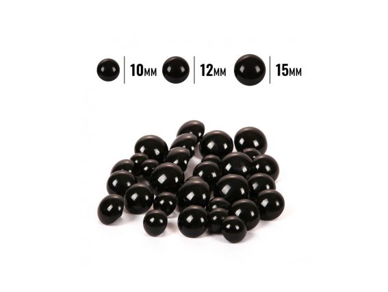 Глазки для игрушек пуговицы, круглые 10мм, 12мм, 15 мм черные, пластиковые, 15 пар SANTI 955437 