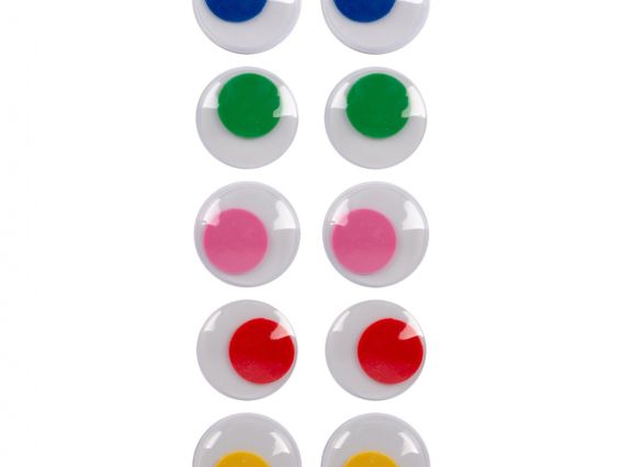 Глаза подвижные самоклеющиеся для игрушек, белые с цветным зрачком, микс цветов, d=20мм, 30 шт. 954645