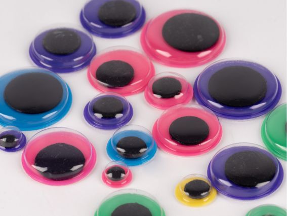 Глаза подвижные самоклеющиеся для игрушек, цветные с черным зрачком, микс цветов, 36 шт. 954652