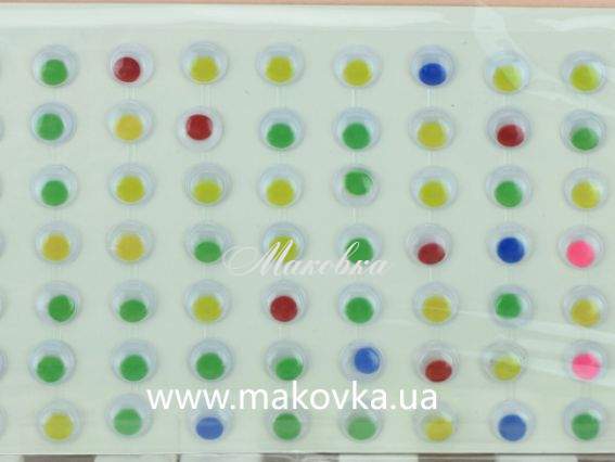 Глазки для игрушек 10 мм, цветные, самоклеящиеся 112 шт на планшете Глазки для игрушек 10 мм, цветные, самоклеящиеся 112 шт на планшете