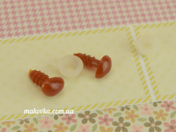 Носы для игрушек треугольные маленькие 8,5х6 мм, коричневые 2 шт