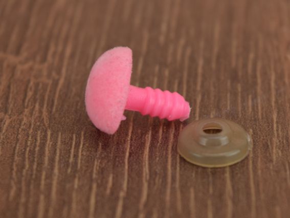 Ніс для м'яких іграшок, оксамитовий, 12х14 мм, трикутний, РОЖЕВИЙ, 1 шт