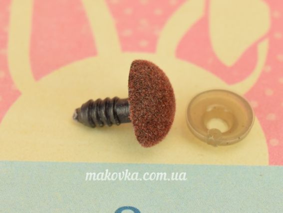 Коричневий ніс для м'яких іграшок, оксамитовий, 12х14 мм, трикутний, 1 шт