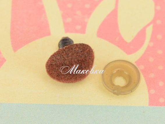 Носик для игрушек бархатный, 12х14 мм, треугольный, Коричневый, 1 шт