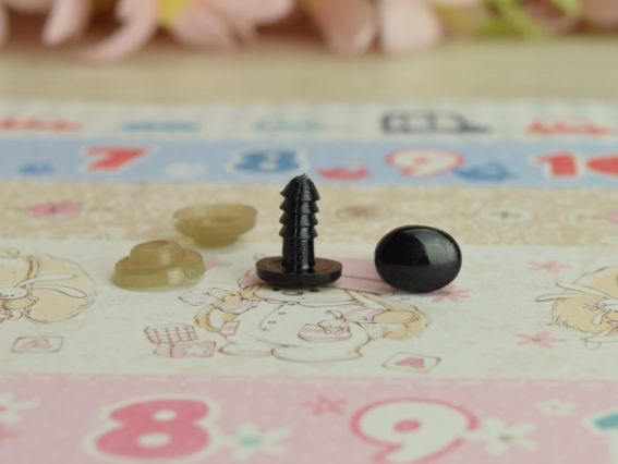 Черные овальные глазки, носы, с ножкой, размер 8*11 мм, 1 пара