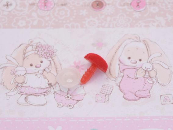 Ніс для м'яких іграшок, оксамитовий, 12 мм, сердечко, колір ЧЕРВОНИЙ, 1 шт