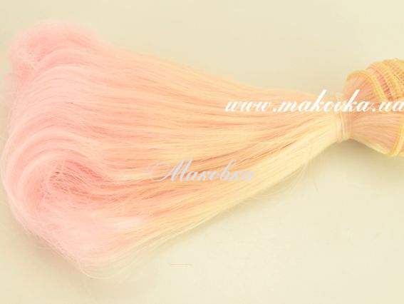 Волосы для куклы ОМБРЕ ПОЛУЗАКРУЧЕННЫЕ персиково-розовые, длина 15 см №02 Волосы для куклы ОМБРЕ ПОЛУЗАКРУЧЕННЫЕ персиково-розовые, длина 15 см №02