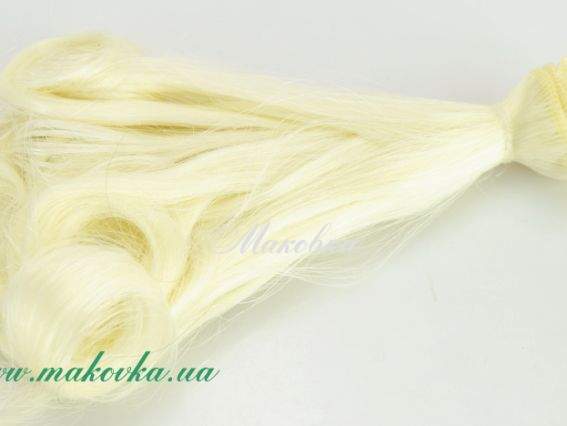 Волосы для куклы ЛОКОНЫ белые, длина 15 см №11