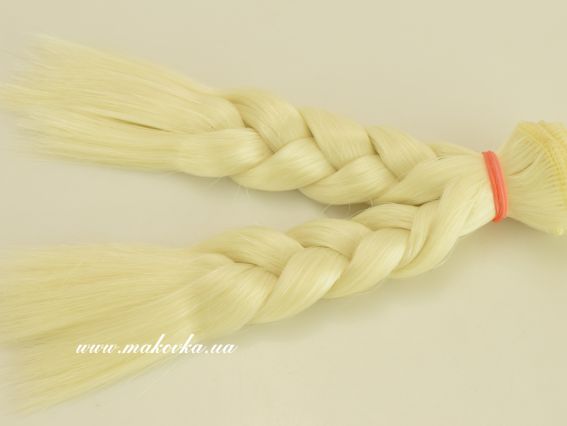 Волосы для куклы КОСИЧКА белый кремовый, длина 15 см №12