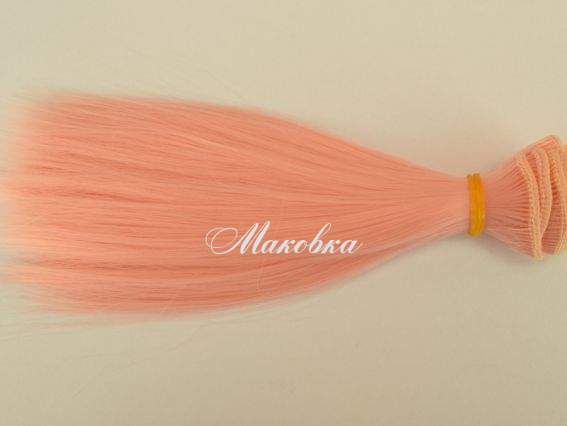 Волосы для куклы ПРЯМЫЕ РОЗОВЫЕ, длина 15 см №3